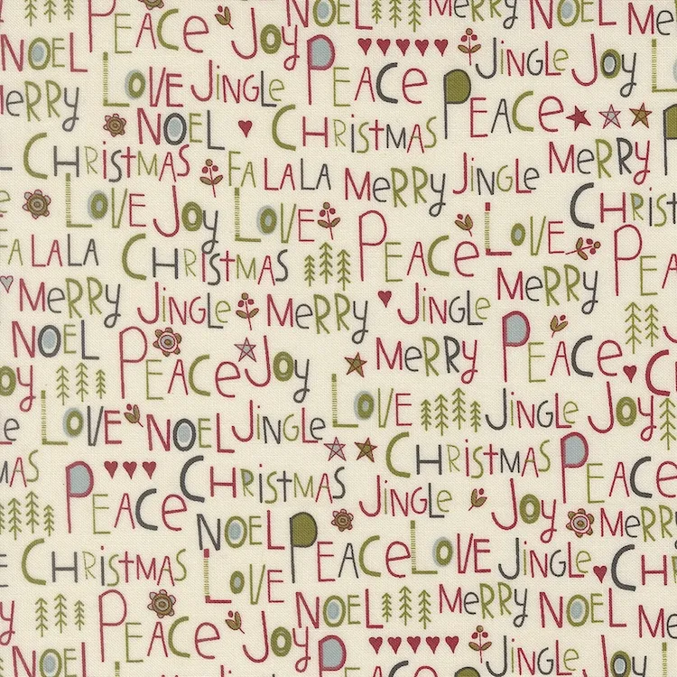 Quilting Fabric - Christmas Text on Warm White from Chilly by Sweetwater for Moda 55710 11