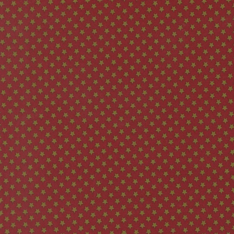 Quilting Fabric - Green Stars on Red from Chilly by Sweetwater for Moda 55714 22