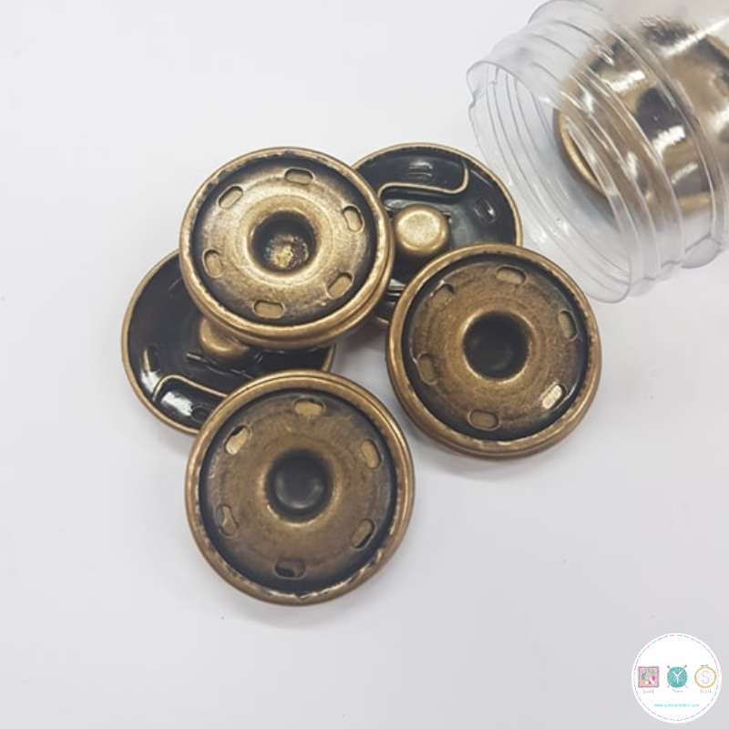30mm Large Bronze Snaps - Sew On - Flat - Snap Fasteners - Buttons - Haberdashery