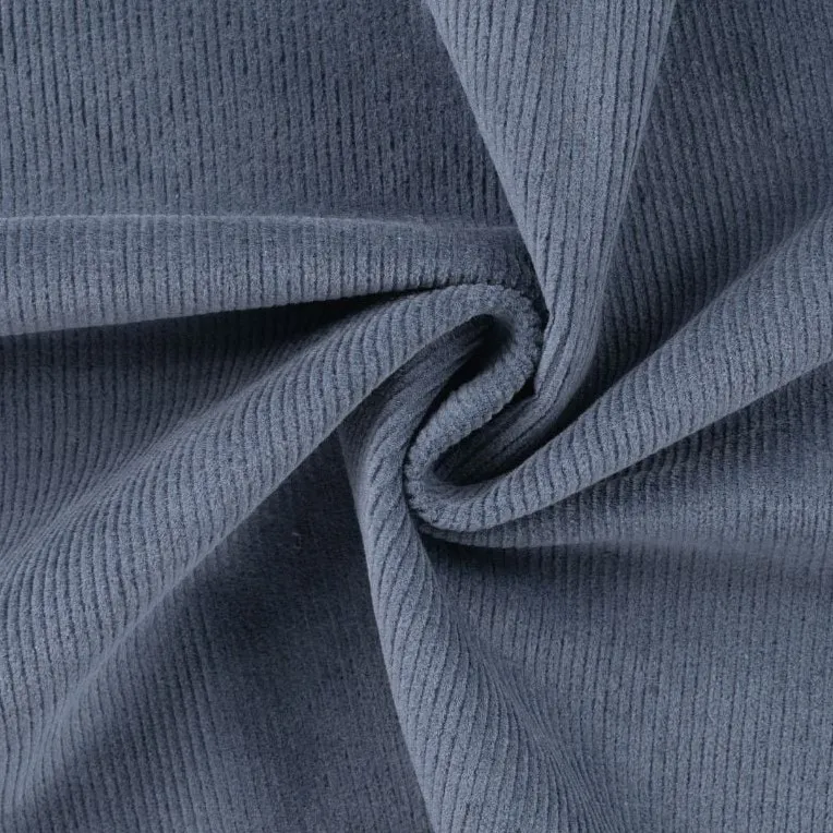 REMNANT - 0.27m - Washed Cotton Corduroy Fabric in Denim Blue