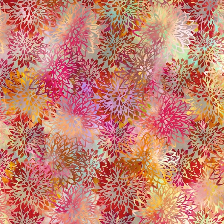 Quilting Fabric - Batik Style Floral in Reds from Haven by Jason Yenter for In The Beginning Fabrics 5HVN-1