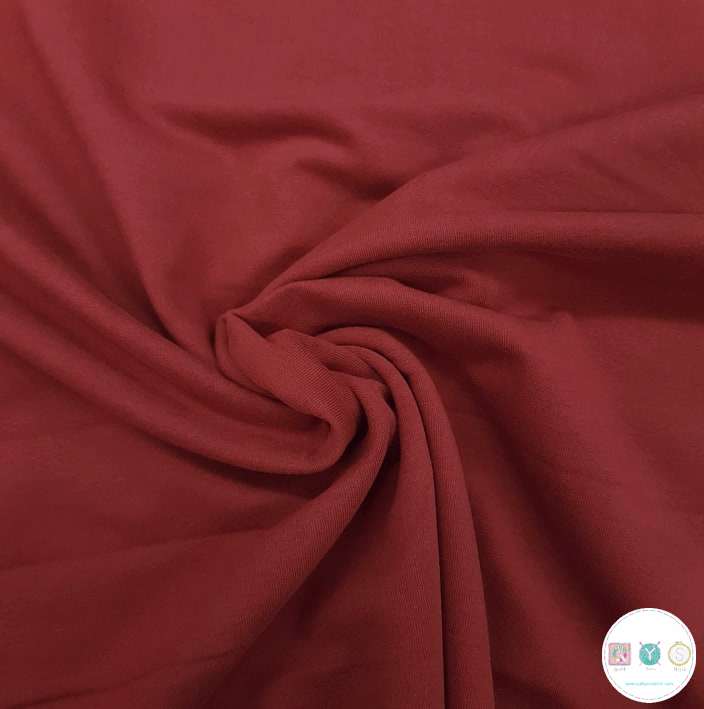 Organic Soft Sweat Jersey Fabric in Deep Red 