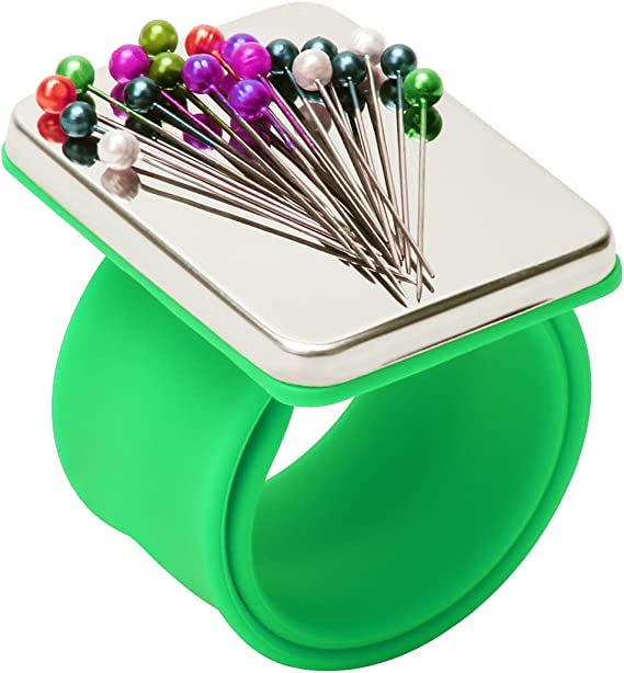 Magnetic Wrist Pincushion in Green