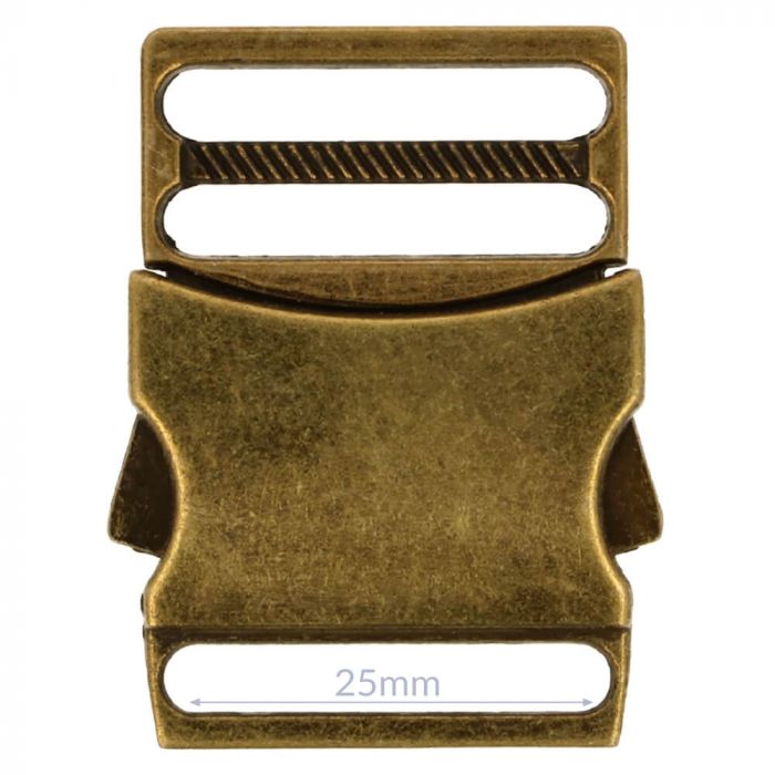 Bag Making - Side Release Clip Buckle 25mm in Antique Brass (Pack of 1)
