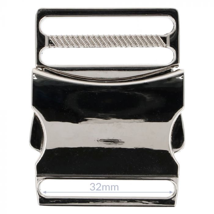 Bag Making - Side Release Clip Buckle 32m in Silver (Pack of 1)