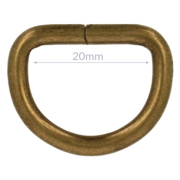Bag Making - D Ring 20mm in Antique Brass (2 per pack)