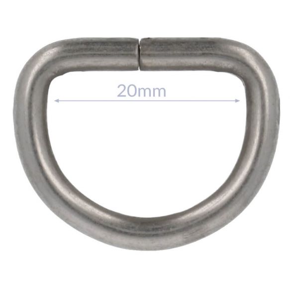 Bag Making - D Ring 20mm in Distressed Silver (2 per pack)