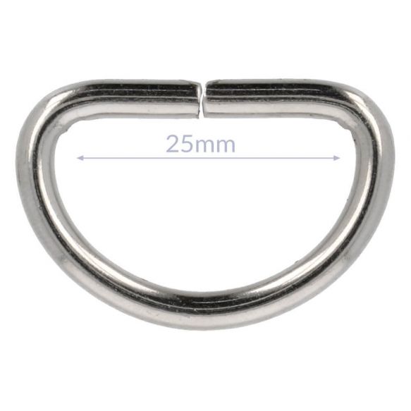 Bag Making - D Ring 25mm in Silver (2 per pack)