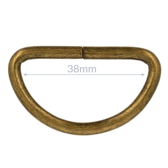 Bag Making - D Ring 38mm in Antique Brass (2 per pack)