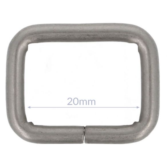 Bag Making - Rectangular Ring 20mm in Distressed Silver (2 per pack)