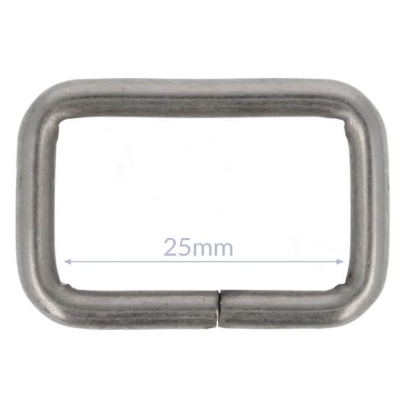 Bag Making - Rectangular Ring 25mm in Distressed Silver (2 per pack)