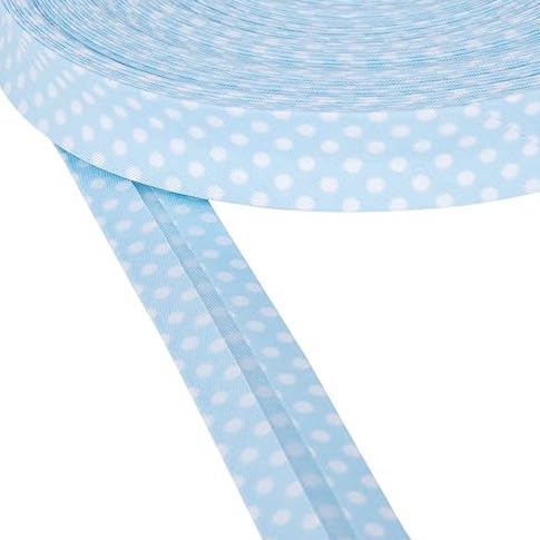 Bias Binding Dots on Baby Blue Col 15 - 18mm Wide by Fany