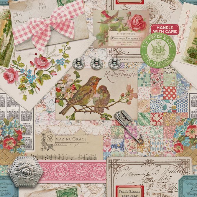 Quilting Fabric - Vintage Trinkets from Leather and Lace and Amazing Grace by Cathe Holden for Moda 7401 11