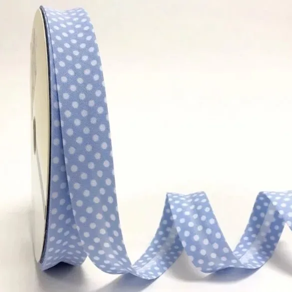 Bias Binding Dots on Baby Blue Col 15 - 18mm Wide by Fany