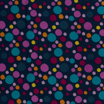 Alpen Fleece Sweatshirt Fabric with Colourful Spots on Teal Blue