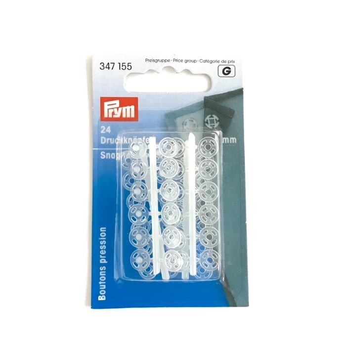 Snap Fasteners - 7mm Sew-On in Transparent Plastic by Prym 347 155