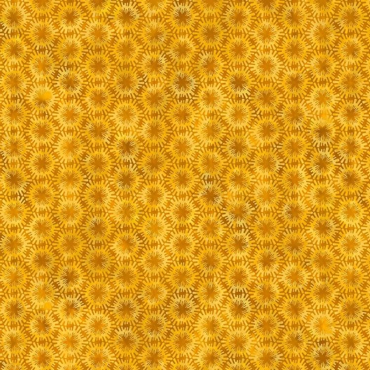 Quilting Fabric - Starburst on Mustard Yellow from Sunshine by Jason Yenter for In The Beginning 7SS-1