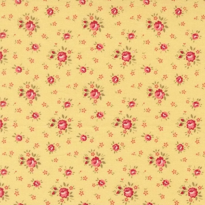Quilting Fabric - Vintage Roses on Yellow from Lyda Rose by Bunny Hill Designs for Moda 3071-14
