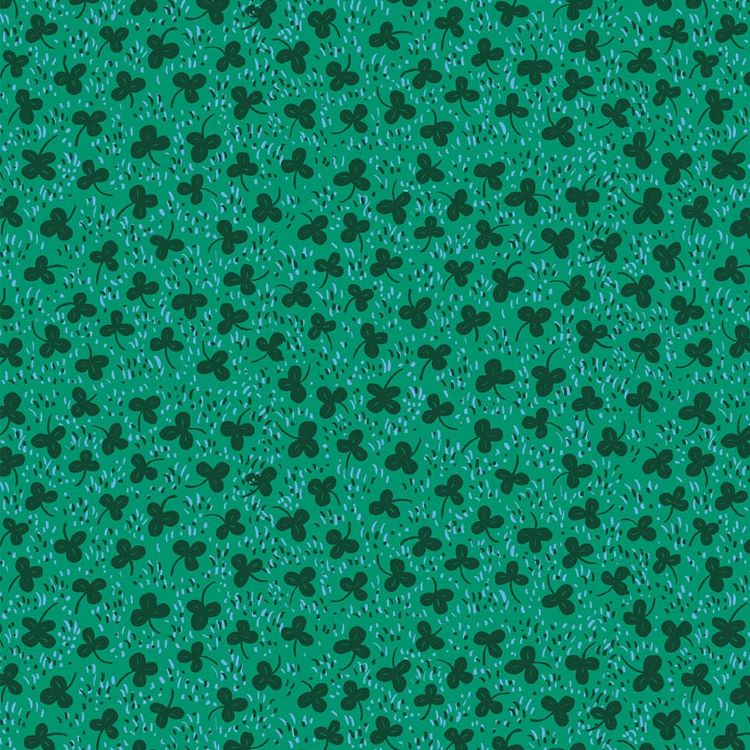 Quilting Fabric - Clover Leaves on Green from Garden Jubilee by Phoebe Wall for Figo 90421-76