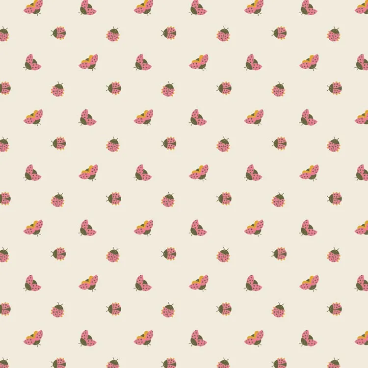 Quilting Fabric - Ladybugs on Cream from Joyfull June by Sarah Hearts for Figo 91117-11