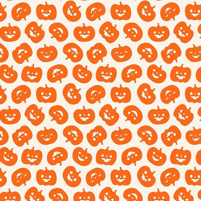 Quilting Fabric - Glow in the Dark Pumpkins on White from Sweet Treats by Jillian Phillips for Figo 91257G-56