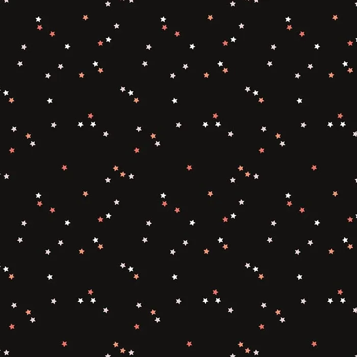 Quilting Fabric - Halloween Stars on Black from Sweet Treats by Jillian Phillips for Figo 91258-99