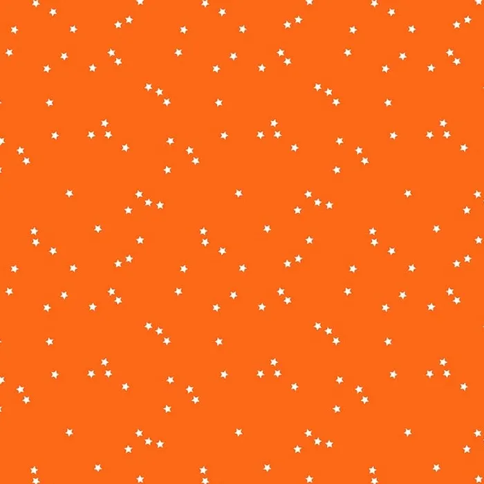 Quilting Fabric - Glow in the Dark Stars on Orange from Sweet Treats by Jillian Phillips for Figo 91258G-56