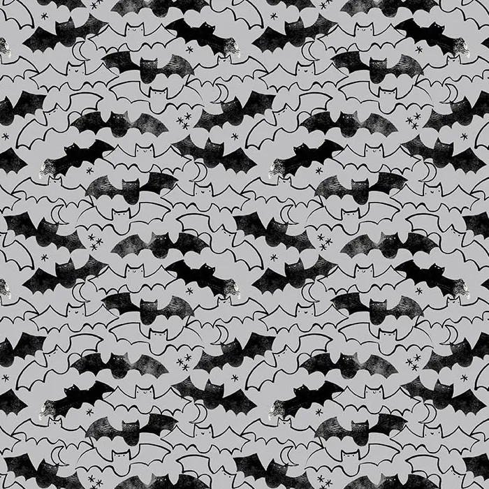 Quilting Fabric - Bats on Grey from Sweet Treats by Jillian Phillips for Figo 91261-99