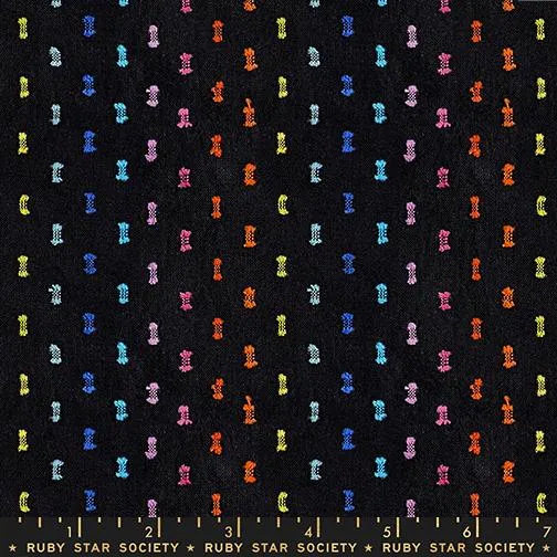 Woven Cotton Fabric - Colourful Ties on Navy Blue- Ruby Star Society's Woven Warp & Weft Collection