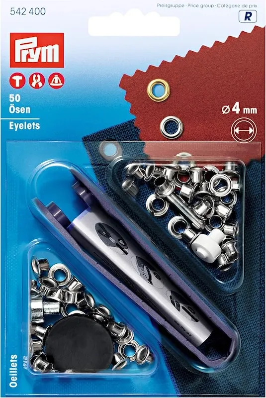 4mm Eyelets in Silver - 50 Pack by Prym 542 400