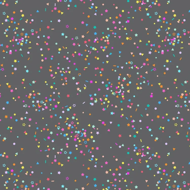 Quilting Fabric - Colourful Sprinkles on Dark Grey from Dewfall by Ghazal Razavi for Figo 92093-95
