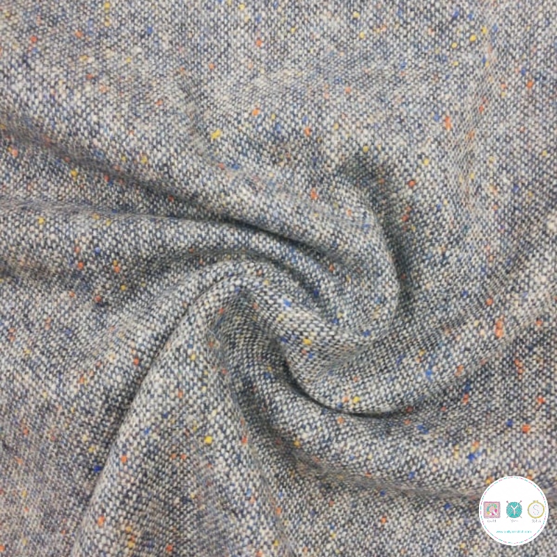 Wool Tweed Suiting Fabric - Blue with Flecks