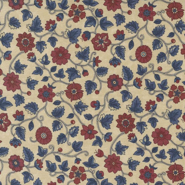 Quilting Fabric - Floral on Cream from Freedom Road by Kansas Trouble for Moda 9690 11