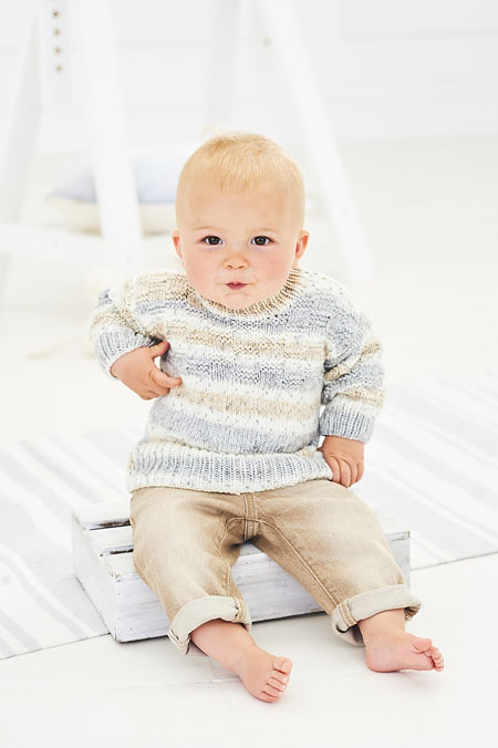 Knitting Pattern - Bambino Prints DK Baby Sweater and Cardigan by Stylecraft 9744