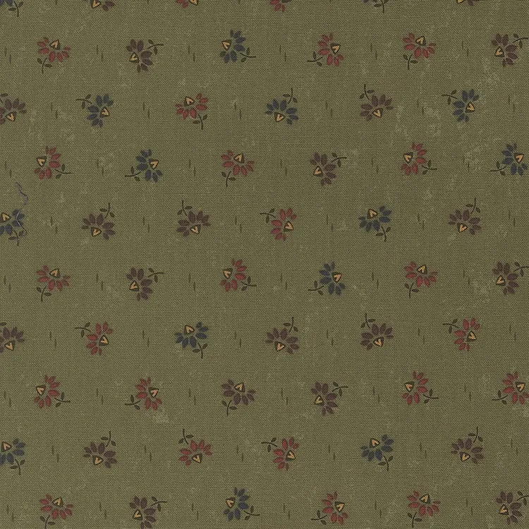 Quilting Fabric - Flower on Green from Wheatland by Kansas Troubles for Moda 9793 15