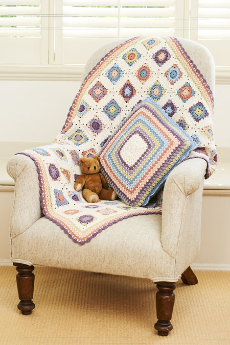 Crochet Pattern - Dk Violet Baby Blanket and Cushion by Stylecraft 9804