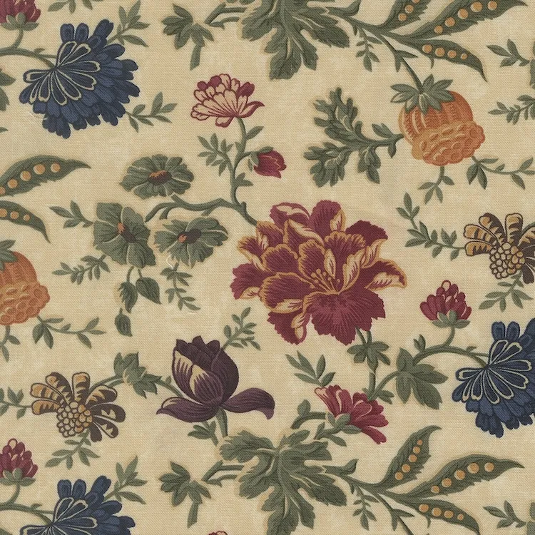 Quilting Fabric - Floral on Cream from Quail Run by Kansas Troubles for Moda 9830 11