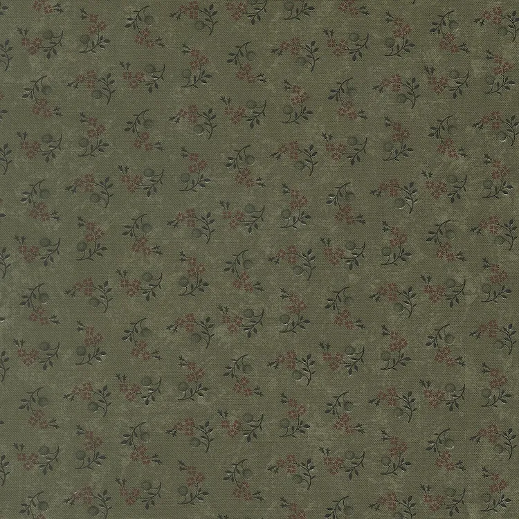 Quilting Fabric - Floral Dots on Green from Quail Run by Kansas Troubles for Moda 9834 15