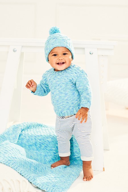Knitting Pattern - DK Baby Sweater, Hat and Blanket