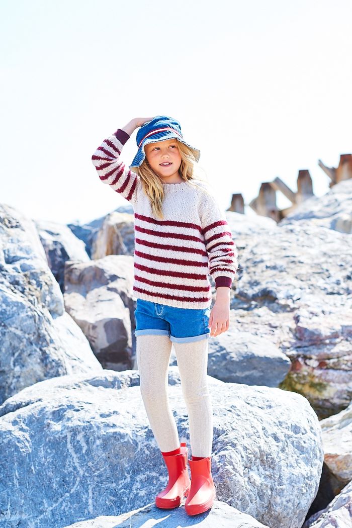 Knitting Pattern - Grace Aran Child Sweaters and Hoodie with Stripes by Stylecraft 9932