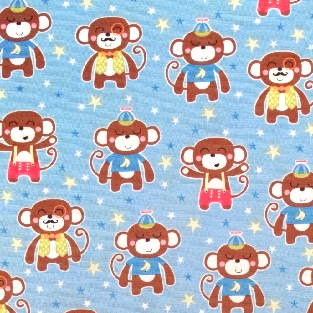 Quilting Fabric - Monkeys on blue from Chimp Daddy By Michael Miller ...