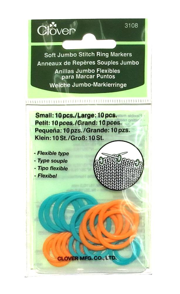 Soft Jumbo Stitch Ring Markers by Clover CL3108