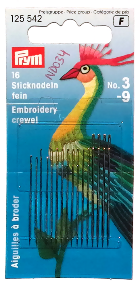 ND034 - Prym Embroidery Crewel Needles
