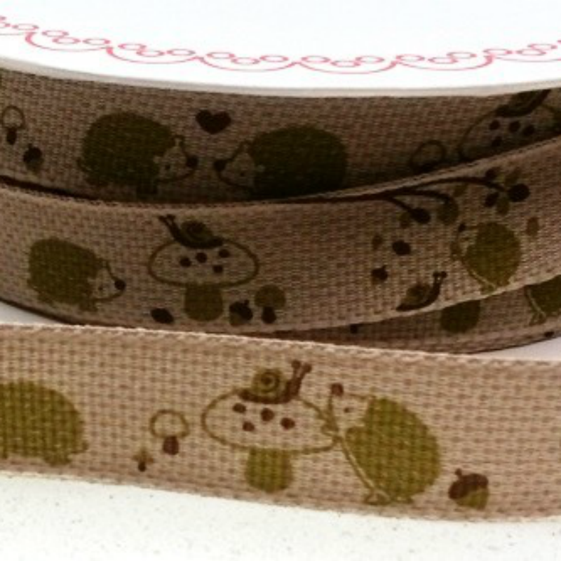 16mm Decorative Ribbon with Hedgehogs