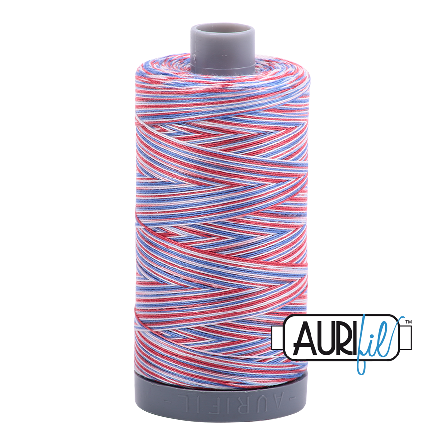 Aurifil Liberty Thread 3852 - 28/2 - 28wt - Variegated Red White & Blue - Quilting Cotton Thread