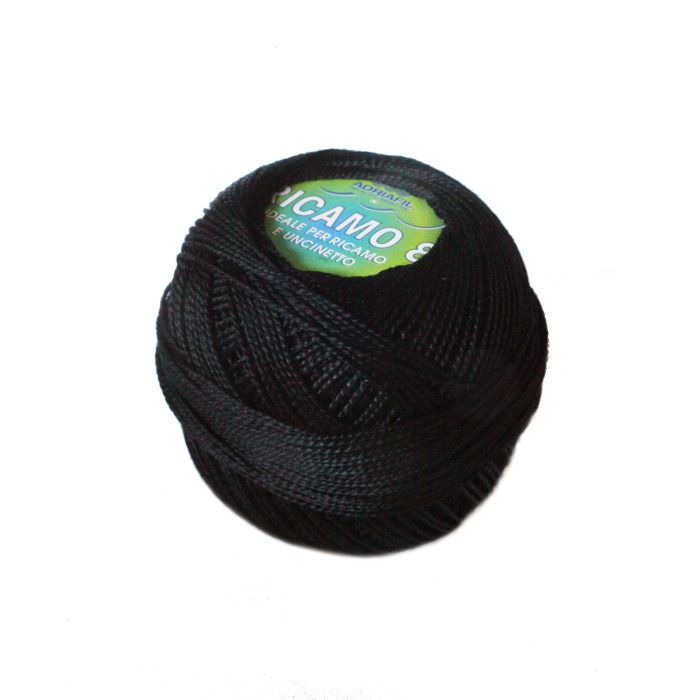 Perle 8 Embroidery Thread - Black Colour 01 from Ricamo Collection by Adriafil