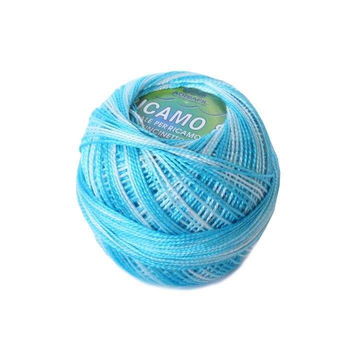 Perle 8 Embroidery Thread - Variegated Turquoise Colour 48 from Ricamo Collection by Adriafil