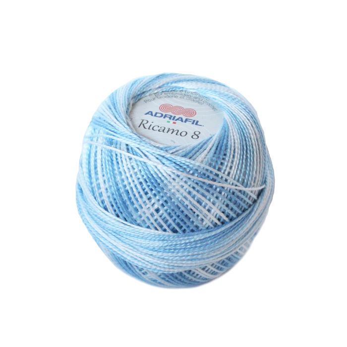 Perle 8 Embroidery Thread - Variegated Light Blue Colour 52 from Ricamo Collection by Adriafil