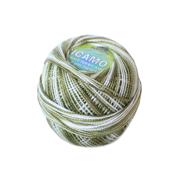 Perle 8 Embroidery Thread - Variegated Army Green Colour 94 from Ricamo Collection by Adriafil