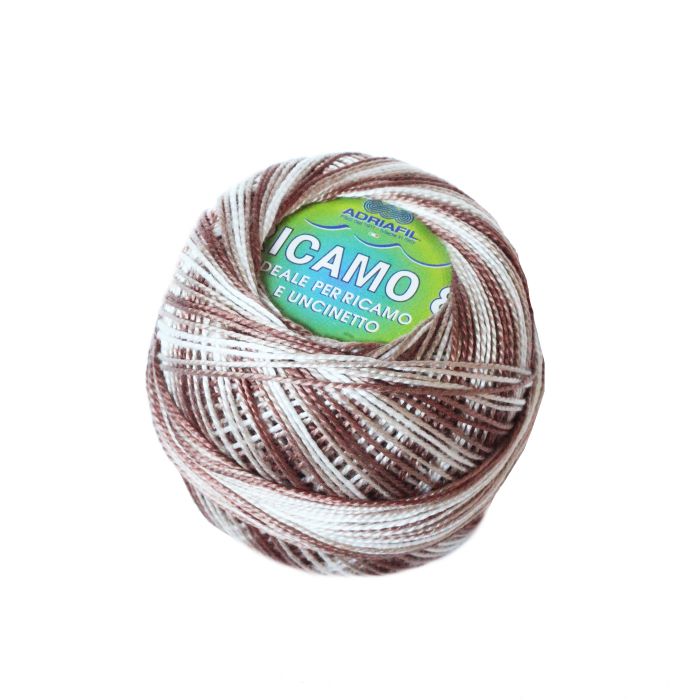 Perle 8 Embroidery Thread - Variegated Brown Colour 95 from Ricamo Collection by Adriafil